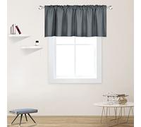 DECOVSUN Gray Valance for Windows 52x18 Inch Solid Thermal Insulated Blackout Rod Pocket Kitchen Short Curtain Toppers Grey Valance for Bathroom Living Room 1 Panel