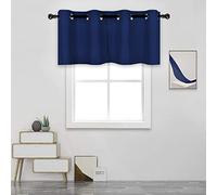 DECOVSUN Navy Blue Valances for Bedroom Windows Blackout Thermal Insulated Valances for Living Room Short Straight Drape Valance for Loft Basement 52X18 1Panel