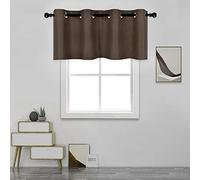 DECOVSUN Solid Grommet Top Brown Valance for Kitchen Windows Blackout Curtain for Living Room Short Straight Drape for Bedroom Kids Room/Cafe/Loft 52X18 1 Panel Coffee Brown