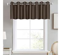 DECOVSUN Solid Grommet Top Brown Valance for Kitchen Windows Blackout Curtain Valance for Living Room Short Straight Drape Valance for Bedroom Kids Room/Cafe/Loft 100X18 1 Panel Coffee Brown