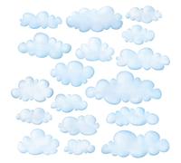 DECOWALL 17 Small Blue Watercolour Cloud Wall Stickers Decals (DS-8030)
