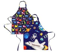 DECOWALL 2 Pack Dinosaur & Space Aprons with Pocket, Adjustable (APS-202)