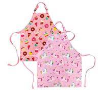 DECOWALL 2 Pack Unicorn & Cupcake Aprons with Pockets, Adjustable (APS-201)