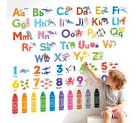 DECOWALL Alphabet & Numbers Wall Stickers Educational ABC 123 Wall Decals for Kids Nursery Classroom Bedroom Sea Animals Theme Peel & Stick (DS9-8093)