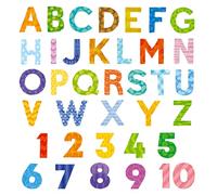 DECOWALL BA-4003 Colorful Alphabet Numbers Wall Stickers Kids My First ABC 123 Decals Peel and Stick Removable for Nursery Bedroom Living Room Art murals Decor repositionable Bathroom Baby playroom