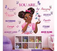 DECOWALL Black Girl Magic Wall Stickers, Inspirational Quote Butterfly Wall Decals for Bedroom Study Room Decor (SG2-2315)