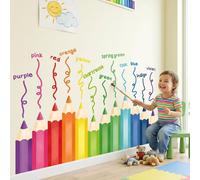 DECOWALL Colour Crayon Wall Stickers Rainbow Pencil Wall Decals with Colour Names for Classroom Bedroom Learning Space Decor (SG2-2417)