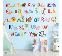 DECOWALL DA-1503A Learning Alphabet Color Wall Stickers ABC Animal Educational Decals for Kids Bedroom Nursery Living Room Art Home décor Letters ABC Classroom playroom Decorations Crafts Vinyl