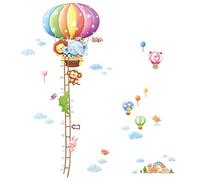 DECOWALL DAT-1606N Animal Hot Air Balloon Height Growth Chart for Kids Wall Stickers Decals Peel and Stick Removable for Nursery Bedroom Living Room Art murals Decorations