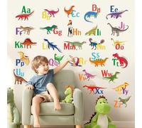 DECOWALL Dinosaur Alphabet Wall Stickers - Colourful ABC Learning Wall Decals for Kids’ Bedroom, Nursery & Playroom, Removable Educational Letters for Classroom (DS9-8080)