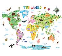 DECOWALL DL3-1615 XLarge Animal World Map Kids Wall Stickers Wall Decals Peel and Stick Removable Wall Stickers for Kids Nursery Bedroom Living Room