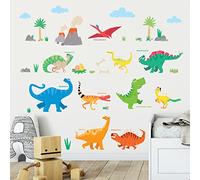 DECOWALL DS-8032 Colourful Dinosaur B (Small) Kids Wall Stickers Decals Peel and Stick Removable for Nursery Bedroom Living Room Art murals Decorations