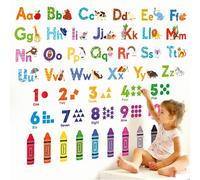 DECOWALL DS-8044 Learning Alphabet Numbers Color Wall Stickers ABC Animal Educational Decals for Kids Bedroom Nursery Living Room Art Home décor letters abc classroom playroom decorations crafts vinyl