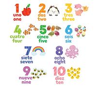 DECOWALL DS7-2020ES Number 1-10 Numbers Wall Sticker Wall Decoration for Living Room Bedroom Children's Room Counting (Spanish)