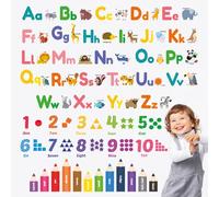 DECOWALL DS9-1614 Colourful Animal Alphabet ABC Kids Wall Stickers Panda Giraffe Zoo Learning Letter Wall Decals Removable Nursery Bedroom Living Room