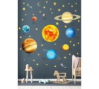 DECOWALL DS9-2007 Solar System Wall Stickers Planets Space Stars Decals Removable for Kids Boys Girls Nursery Bedroom Living Room Art Decor Decoration