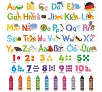 DECOWALL DS9-8071DE Letters Numbers Colours (German.ver) Wall Stickers Children's Wall Stickers Children's Room Decoration Peel and Stick Removable ABC Baby Art Playroom Education Learning Classroom