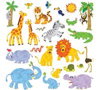 DECOWALL DW-1513 Jungle Animals Kids Wall Stickers Decals Peel and Stick Removable for Nursery Bedroom Living Room Art murals Decorations