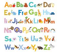 DECOWALL DS8-1608S Colorful Animal Alphabet ABC Kids Wall Stickers Peel and Stick Decals Removable Nursery Bedroom Living Room Art Murals
