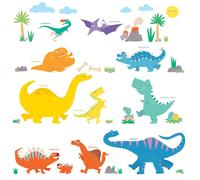 Decowall DW-1703 Colourful Dinosaur Kids Wall Stickers Wall Decals Peel and Stick Removable Wall Stickers for Kids Nursery Bedroom Living Room