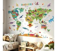 DECOWALL Educational Dinosaur World Map Wall Stickers 151x106cm (DL3-2415)