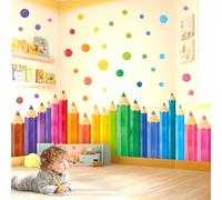 DECOWALL Extra Large Colour Pencil Wall Stickers - Giant Rainbow Crayon Border Decals for Kids Bedroom, Nursery, Classroom & Playroom Wall Decor (SG4-2522)