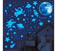 DECOWALL GDS3-8088 Luminous Room Moon Wall Stickers Decoration Nursery Baby Room Stars Galaxy Planets Girls Boys Bedroom Birthday Party Solar System Removable