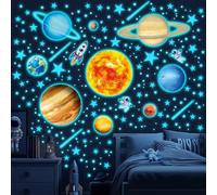 DECOWALL Glow-in-the-Dark Solar System Wall Stickers - Planets, Stars, Rockets, and Astronauts for Kids Bedroom, Nursery, Playroom Décor (GDS8-8098)