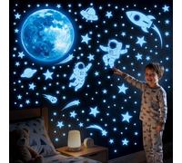 DECOWALL Glow in the Dark Space Wall Stickers Moon & Astronaut (GDS4-7005)