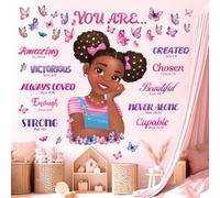 DECOWALL Inspirational Black Girl Magic Wall Stickers Afrocentric Motivational Quotes for Girls Nursery Bedroom Décor, Removable, Peel and Stick (SG2-2502)