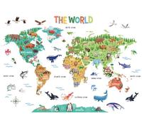 DECOWALL Large Animal World Map Wall Stickers Decals (SG2-2423)