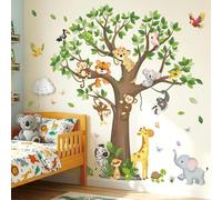 DECOWALL Large Jungle Animals Tree Wall Stickers Safari Decals (SG4-2504)