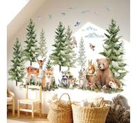 DECOWALL Large Pine Tree Woodland Animals Wall Stickers Decals (SG4-2422)