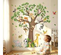 DECOWALL Large Tree Jungle Animals Wall Stickers Removable Safari Zoo Decals for Kids Bedroom Nursery Playroom Décor (SG4-2504)