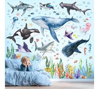 DECOWALL Large Under The Sea Whales and Sharks Wall Stickers (SG3-2430)