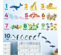 DECOWALL Numbers Wall Stickers for Kids - Animal Counting 1-10 Educational Wall Decals for Nursery, Bedroom & Classroom Decor (12 Sheets) (DS12-8076)