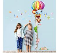 DECOWALL SG2-1606 Animal Hot Air Balloon Height Growth Chart for Kids Wall Stickers Cute Monkey Watercolor Decals Removable for Nursery Bedroom Living Room Art murals Decorations