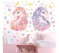 DECOWALL SG2-2412 Large Unicorn Wall Stickers Rainbow Kids Colorful Decals Removable for Girls Nursery Bedroom Living Room Art Home Decor Decoration