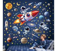 DECOWALL Space Wall Stickers - Astronaut, Rocket & Planets (SG4-2605)