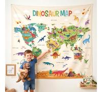 DECOWALL TP-012 Dinosaur World Map Tapestry 60''x50''(150x130cm) Poster for Kids Educational learning Wall Hanging for Bedroom Living Room Nursery Dorm Home Décor art classroom office
