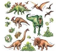 DECOWALL Watercolour Dinosaur Wall Stickers - Removable Peel & Stick Dino Wall Decals for Kids Bedroom, Nursery & Playroom Decor (DS4-8034)