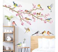 DECOWALL WL2-1904N Cherry Blossom & Garden Birds Kids Wall Stickers Decals Peel and Stick Removable for Nursery Bedroom Living Room Art murals Decorations