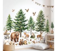 DECOWALL Woodland Forest Animals Wall Stickers - Watercolour Bear, Deer & Fox Tree Decals for Kids Nursery, Bedroom & Playroom Décor (SG4-2520)