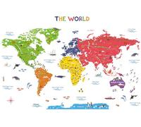 DECOWALL X-Large Animal World Map Wall Stickers Decals for Kids (DL3-2212)