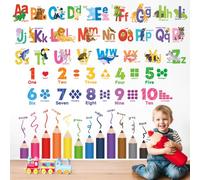 DECOWALL XL Animal Alphabet Numbers Wall Stickers for Classrooms (SG3-2316)