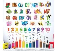 DECOWALL XLarge Alphabet Numbers Wall Stickers, ABC Animal Colour Wall Decals for Classroom Bedroom Learning Space Decor (SG3-2316)