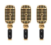Decqerbe 3X Professional Wired Vintage Classic Microphone Dynamic Vocal Mic Microphone for Live Performance Karaoke(Gold)
