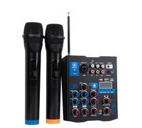 Decqerbe 5 Channel USB Audio Mixer with Wireless Microphone Studio Sound Mixer Bluetooth REC DJ Console Mixing for Karaoke