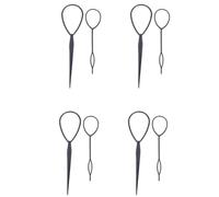 Decqerbe 8 Pcs Topsy Tail Hair Styler Hair Style Hair Twister Snare Loop Black