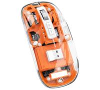Decqerbe Transparent Magnetic Triple Mode Bluetooth Compatible 2.4G Wireless Mouse One-Click Desktop Type-C Rechargeable(Orange) Easy Install